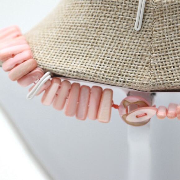 Boho Beach Pink Shell Bib Necklace Mother Of Pearl Slab Resort 18in Statement - Picture 4 of 5